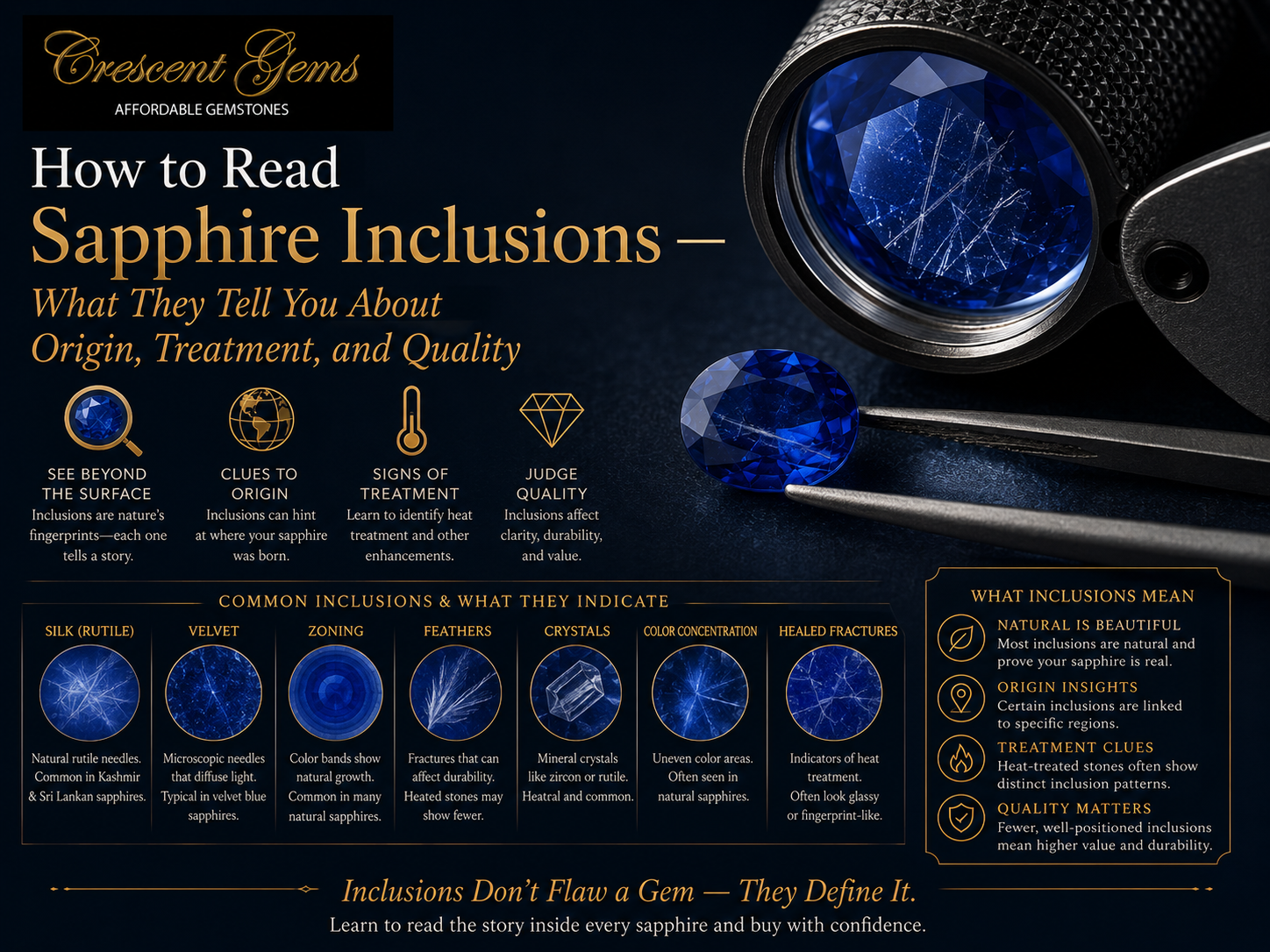 How to Read Sapphire Inclusions — What They Tell You About Origin, Treatment, and Quality