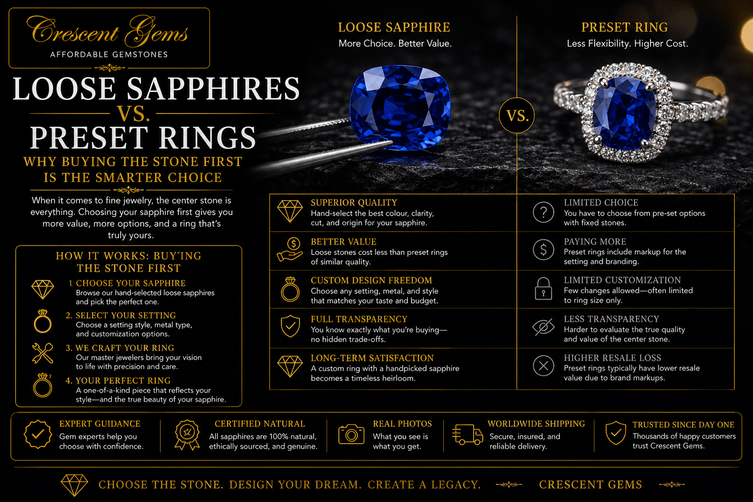 Loose Sapphires vs. Preset Rings: Why Buying the Stone First Is the Smarter Choice