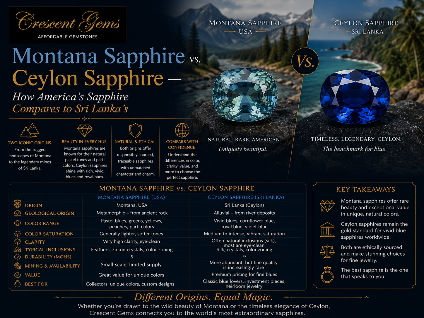 Montana Sapphire vs. Ceylon Sapphire — How America's Sapphire Compares to Sri Lanka's