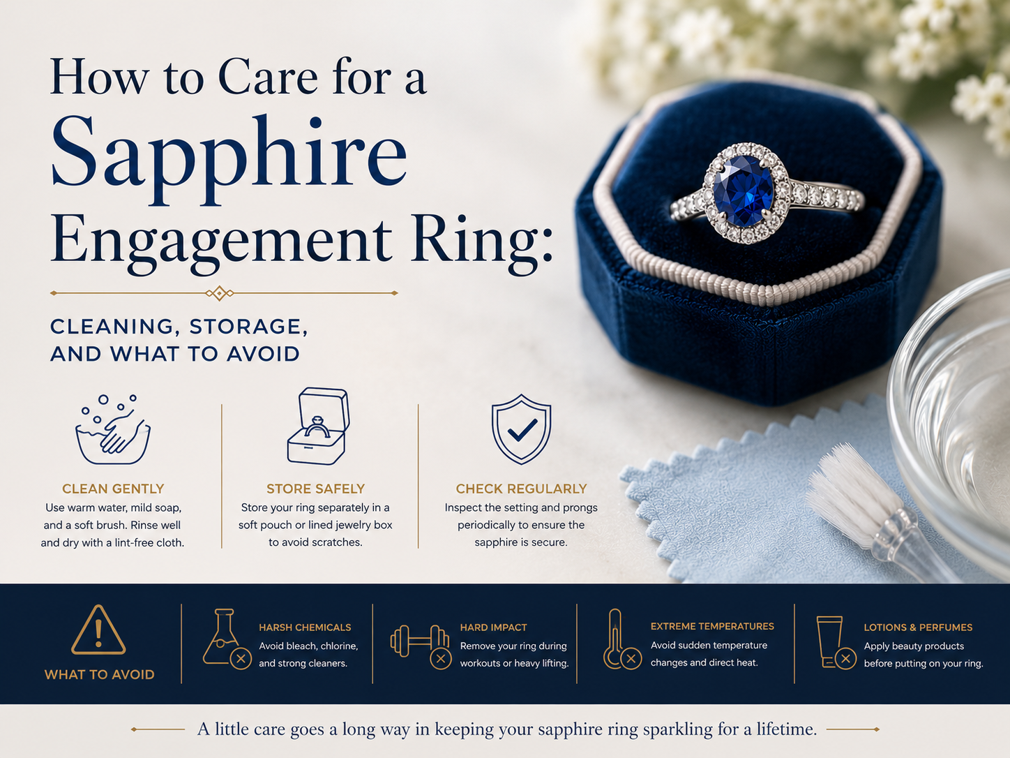 How to Care for a Sapphire Engagement Ring: Cleaning, Storage, and What to Avoid