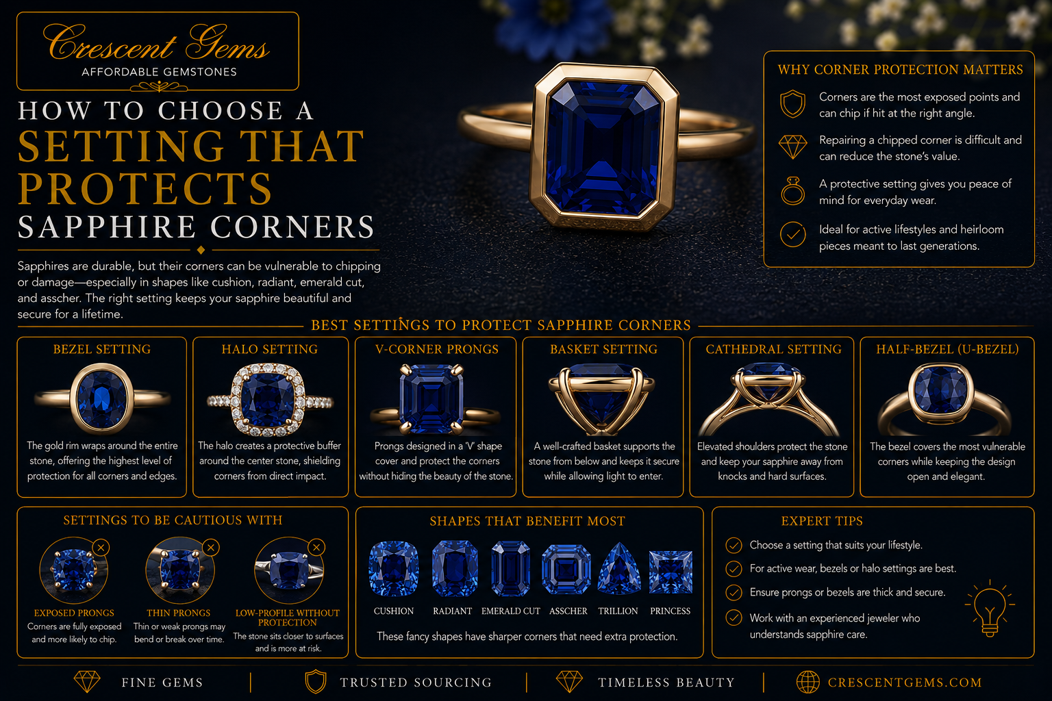 How to Choose a Setting That Protects Sapphire Corners