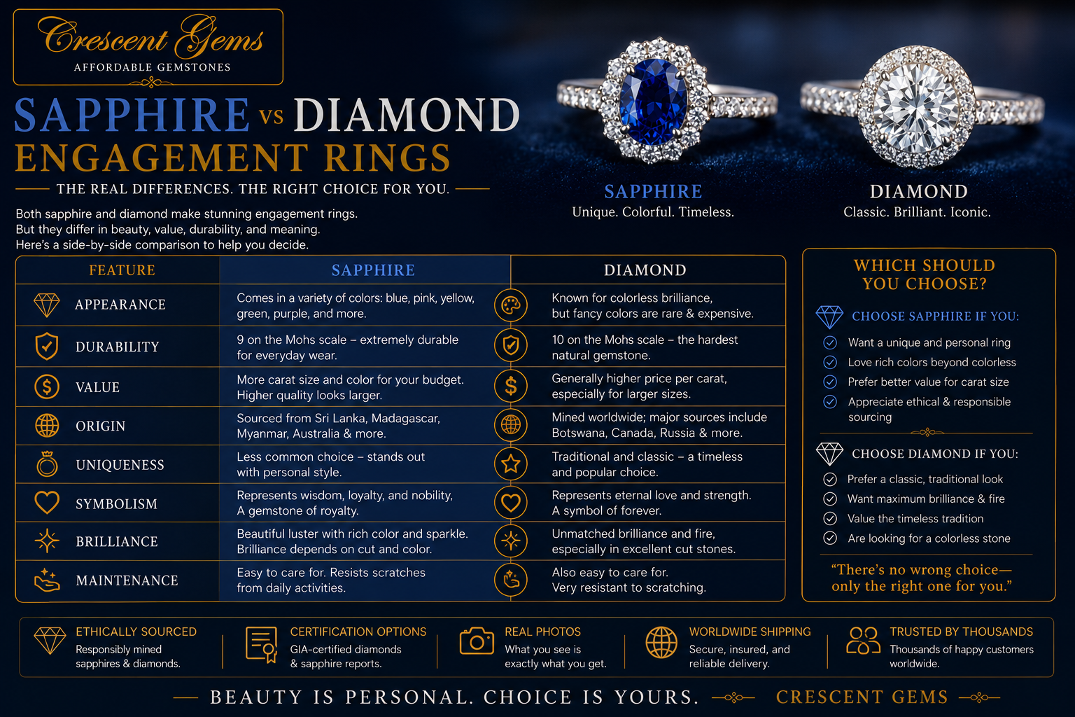 Sapphire vs Diamond Engagement Rings