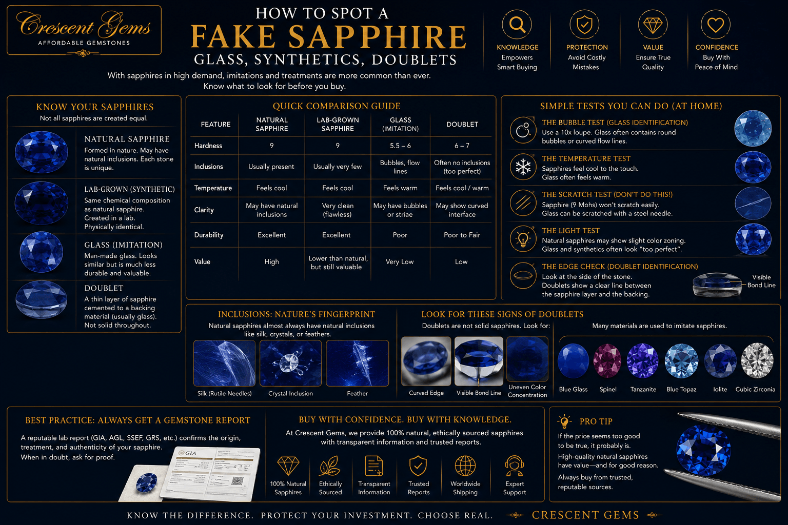 How to Spot a Fake Sapphire — Glass, Synthetics, Doublets