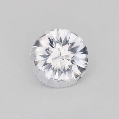 1.42 ct white round sapphire gemstone with brilliant cut and high clarity