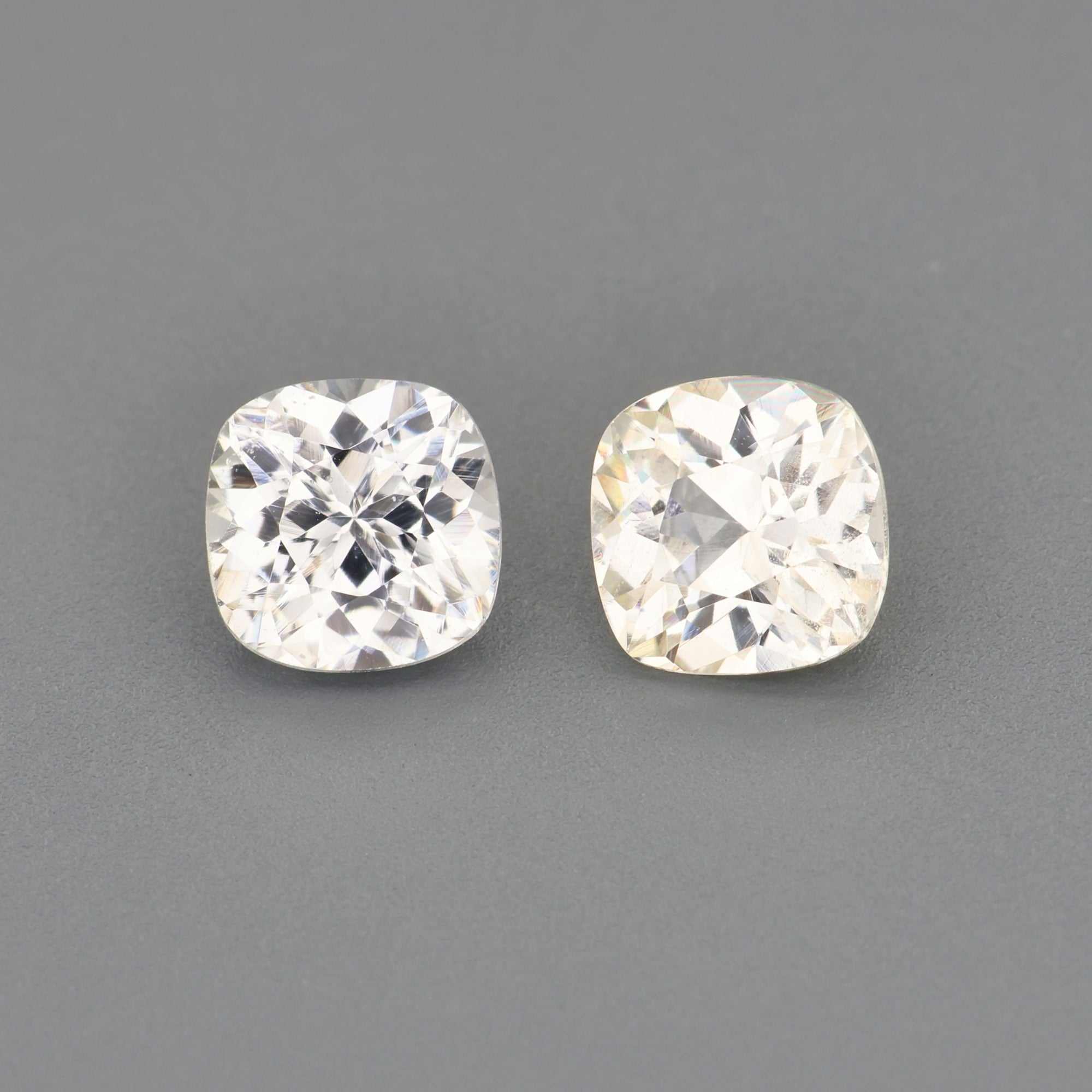 Pair of 0.93 ct unheated white sapphire gemstones with high clarity and brilliance for custom jewelry