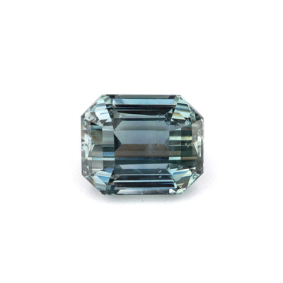 2.12ct unheated teal green sapphire rectangular cut gemstone with brilliant transparency and natural color