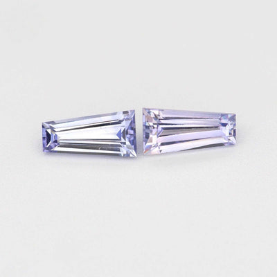 0.78 ctw tapered baguette purple sapphire matched pair showing purple color and clarity