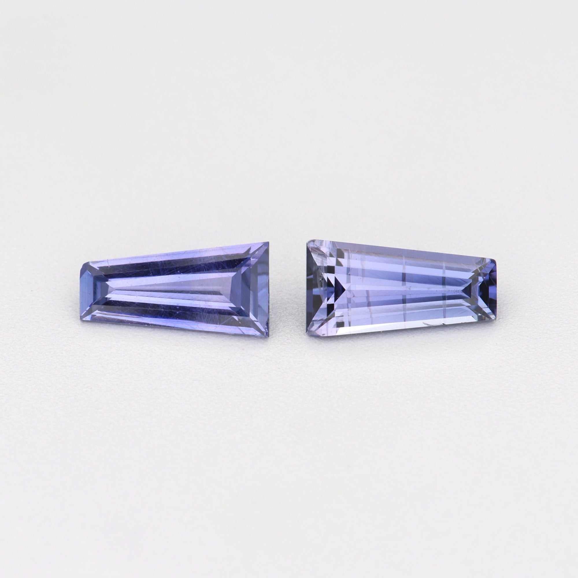 0.58ctw tapered baguette cut natural purple sapphire matched pair for jewelry designs