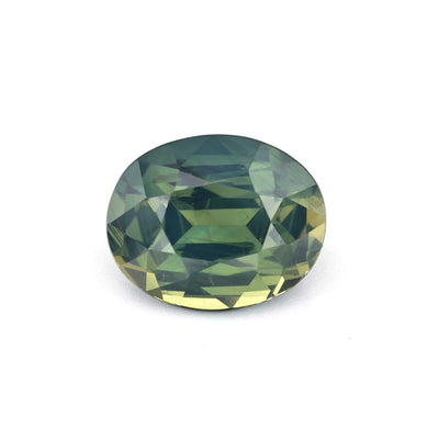 3.26 ct olive green sapphire gemstone with brilliant cut and rich olive hue
