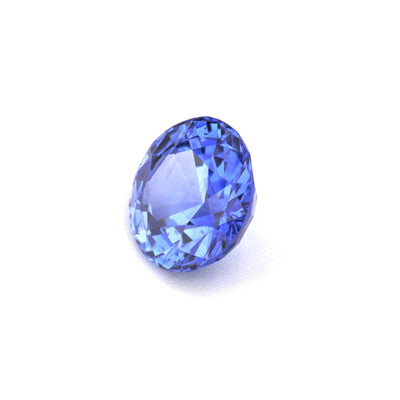 Brilliant 1.62 Ct round-cut blue sapphire gemstone with deep Ceylon blue hue and excellent clarity