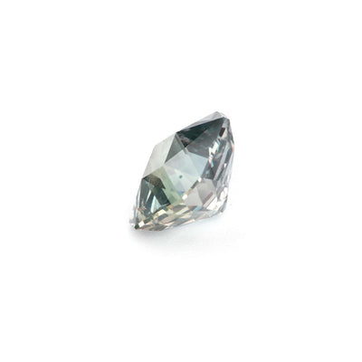 1.29 ct teal green sapphire gemstone with square octagon cut and brilliant sparkle, unheated and natural