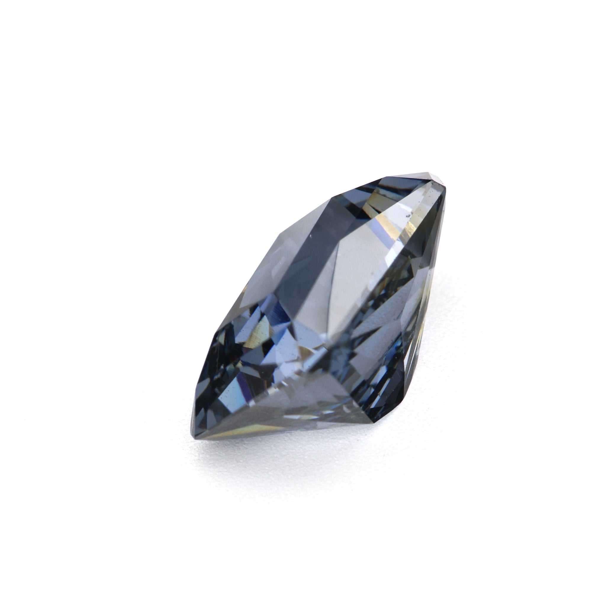 2.65 carat bluish gray natural untreated blue spinel gemstone with excellent clarity and precision cut