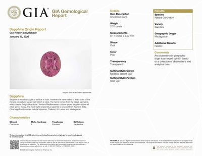 2.20 ct pink sapphire gemstone with round brilliant cut and vibrant pink hue from Ceylon