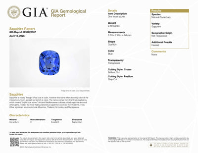 2.68ct cornflower blue sapphire gemstone with excellent transparency and brilliant cut for custom jewelry designs