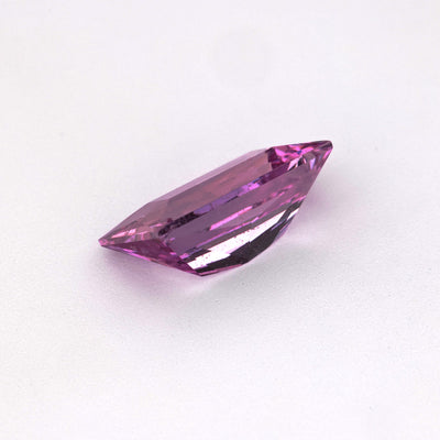 1.45 ct Baguette Radiant Pink Sapphire showing elongated rectangular silhouette and faceting