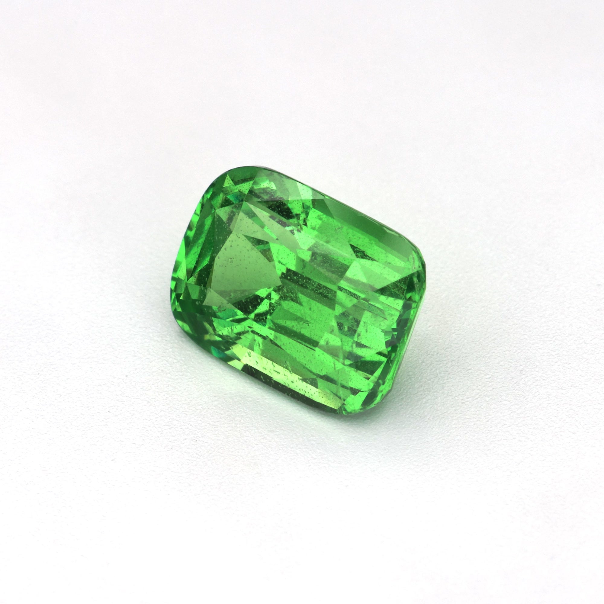 1.86 ct Cushion Tsavorite garnet, untreated gem with a vivid yellowish-green color and GIA report.