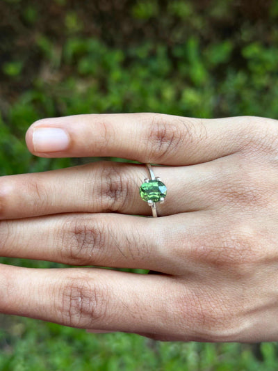 2.086 ct oval green sapphire gemstone with excellent clarity and brilliance from Tanzania