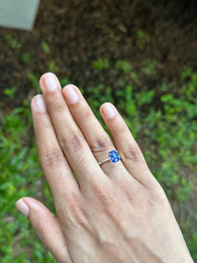 2.008 ct natural unheated blue sapphire gemstone with deep blue hue and excellent clarity