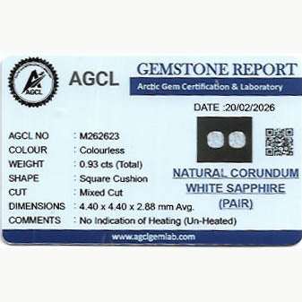 Pair of 0.93 ct unheated white sapphires with excellent clarity and brilliance for custom jewelry designs