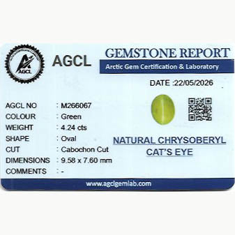 Chrysoberyl Cats eye lab report