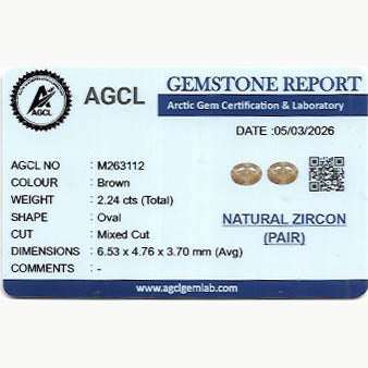 2.24 ctw Oval Brown Zircon Matched Pair — Lab Report
