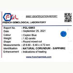1.62 ct blue sapphire gemstone with brilliant cut and deep blue hue from Sri Lanka