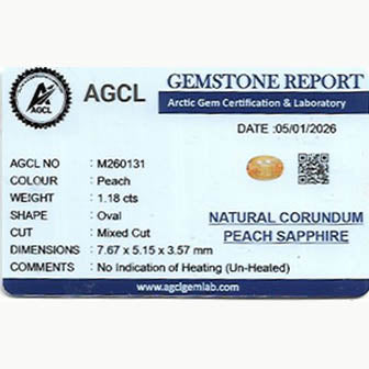 1.18ct Peach Sapphire ~ Unheated