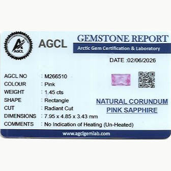 1.45 ct Baguette Radiant Pink Sapphire ~ Unheated