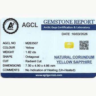 1.82 ct natural untreated vivid yellow sapphire gemstone with excellent clarity and golden hue