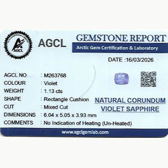 1.13 ct Pale Violet Sapphire ~ Unheated