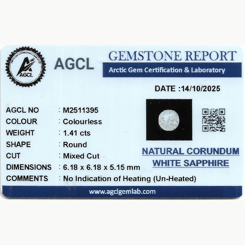 1.41ct White  Sapphire ~ Unheated