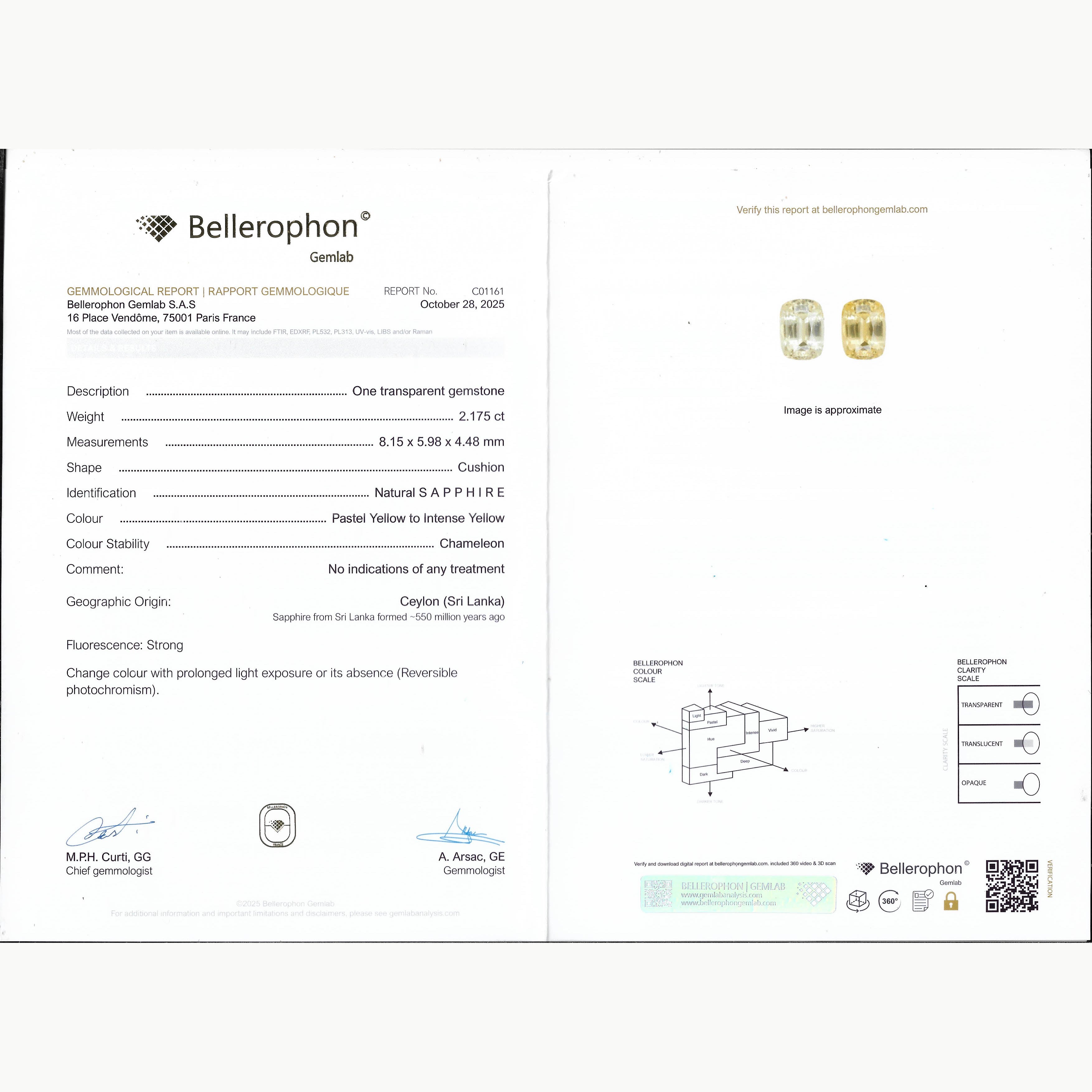 2.175 ct Yellow Sapphire ~ Unheated