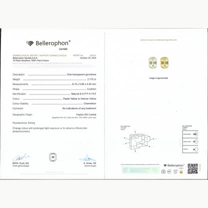 2.175 ct Yellow Sapphire ~ Unheated