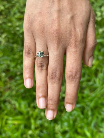 Emerald cut Green Sapphire — hall-of-mirrors step-cut and light green color, 1.17 ct Ceylon