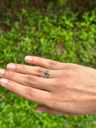 1.24ct unheated natural green sapphire gemstone with excellent clarity and brilliant cut