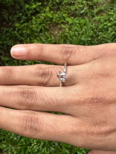 1.23 ct peach sapphire gemstone with warm soft peach hue and brilliant sparkle