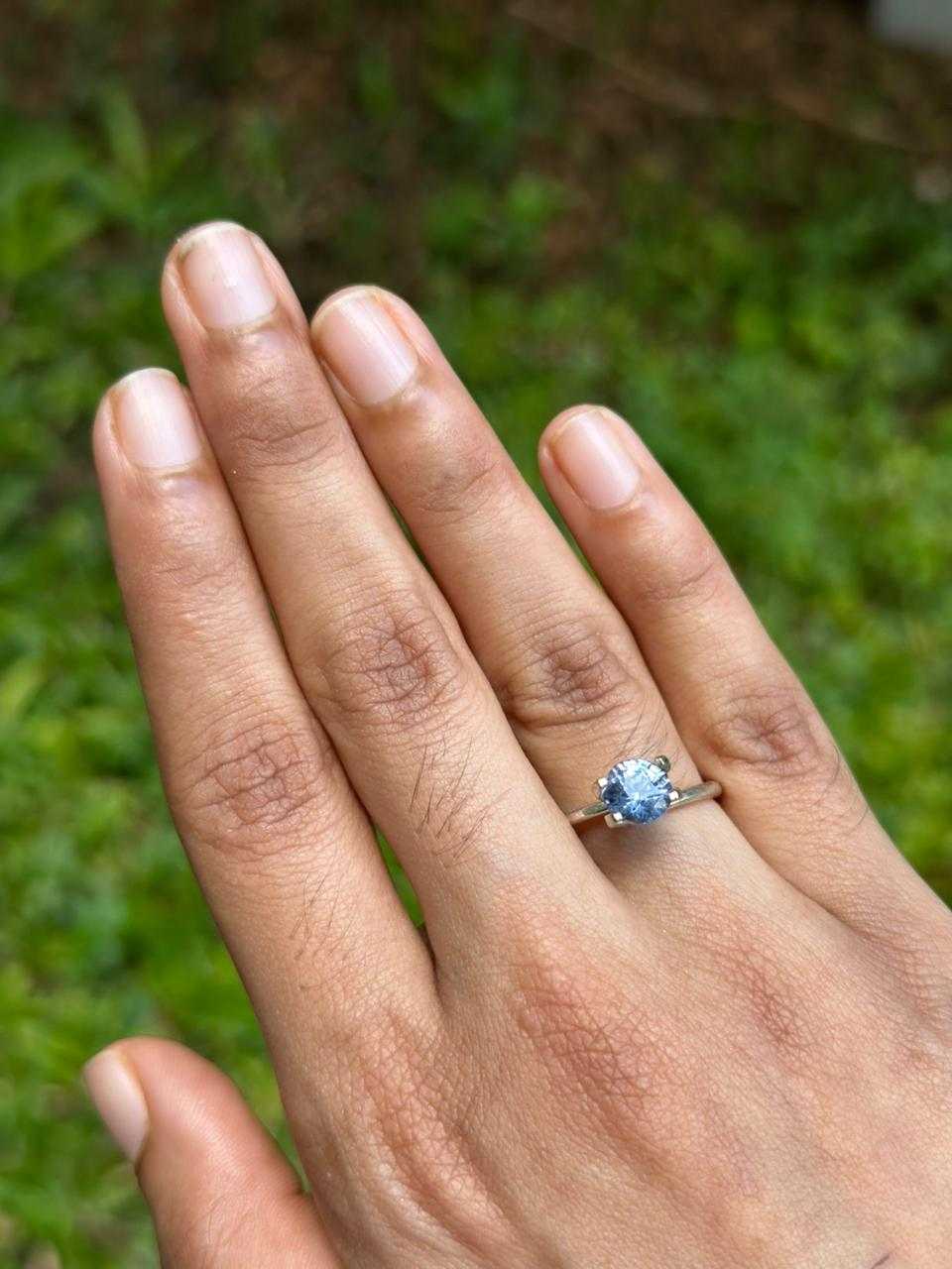 1.58 carat natural pale blue sapphire gemstone with excellent clarity and sparkle for bespoke jewelry designs