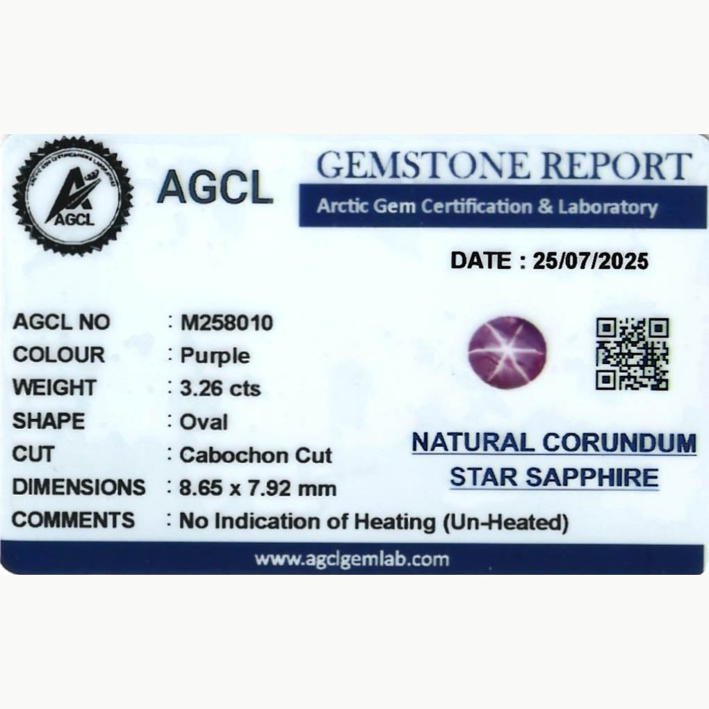 3.26 ct Purple Star Sapphire ~ Untreated