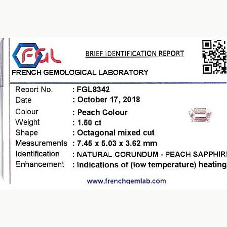 1.50 ct Peach Sapphire