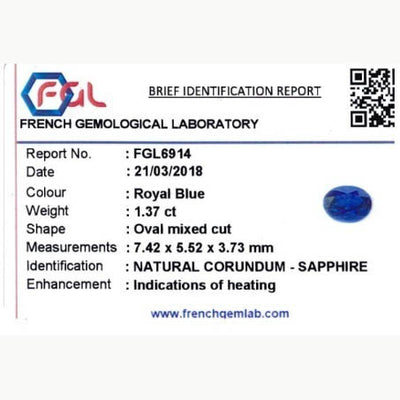 1.37ct Blue Sapphire