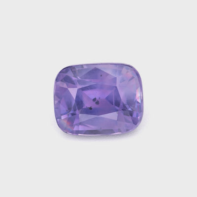 1.29 ct cushion unheated violet sapphire rotating to show violet-purple color and brilliance