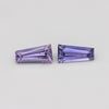 0.69 ctw matched pair tapered baguette purple sapphires rotating to show color and brilliance