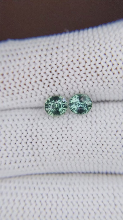 1.50 ctw Teal Sapphire ~ matched pair