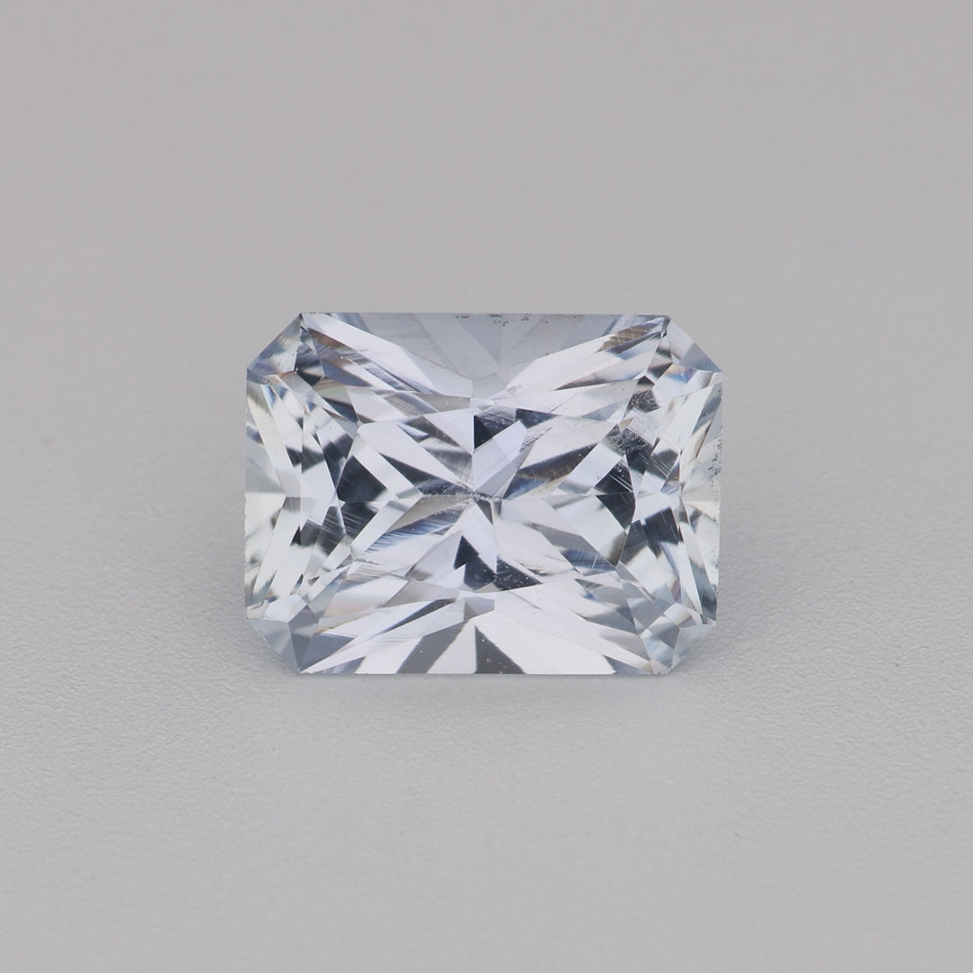1.06 ct radiant cut colorless white sapphire video showing brilliance and clarity