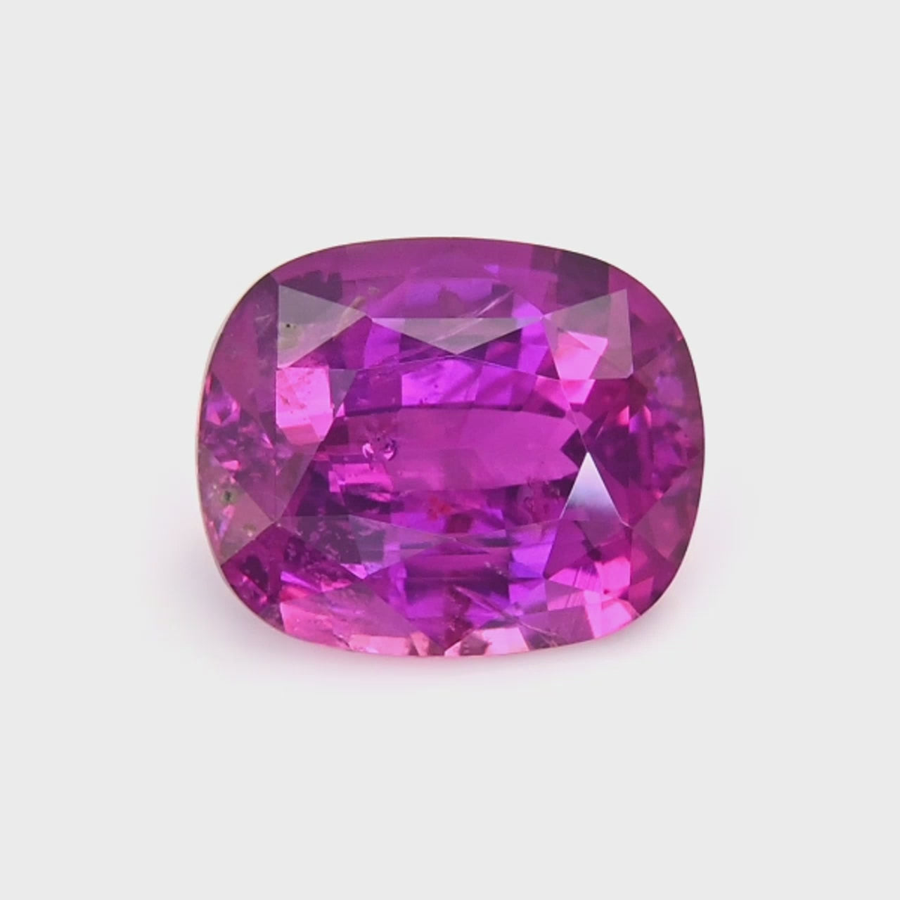 2.12 ct cushion purplish-pink sapphire video showing color and brilliance
