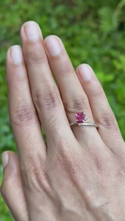 1.09 ct emerald cut Natural Ruby with GIA report