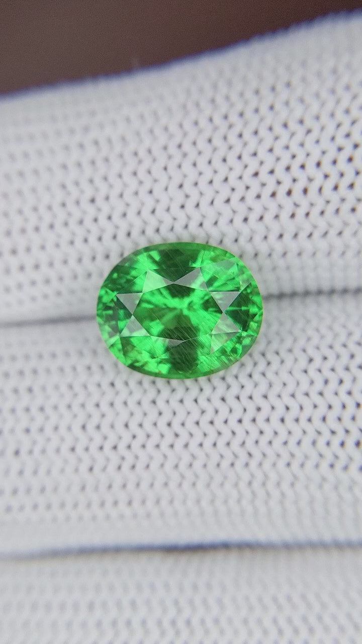 Tsavorite garnet in the hand Image
