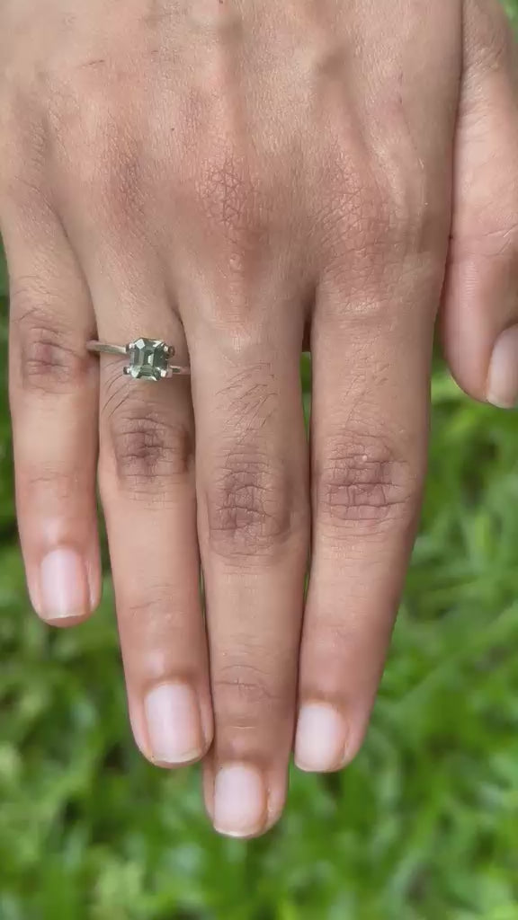 Asscher green sapphire — unheated natural color and brilliance under light, 1.17 ct Ceylon