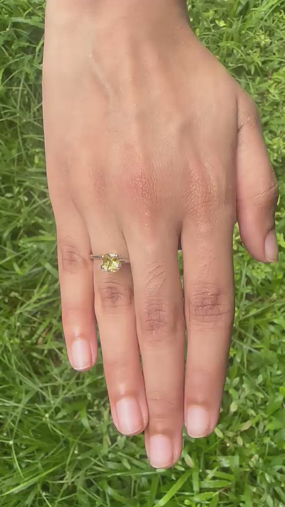 1.19 ct unheated Cushion Cut Ceylon Yellow Sapphire, close-up video showing color and brilliance