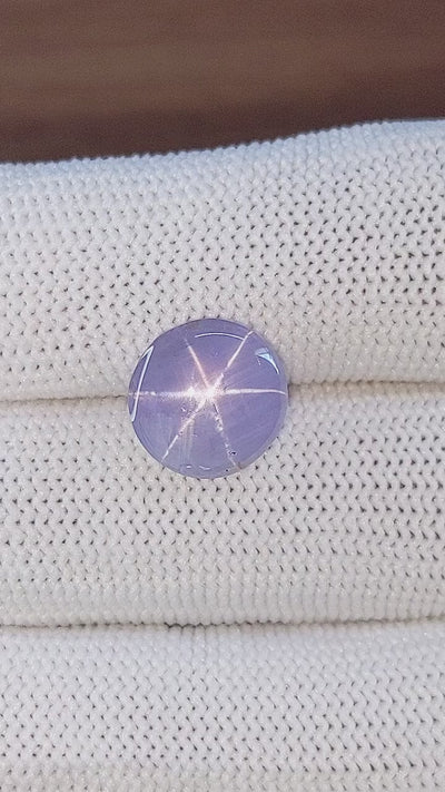 7.98 ct Round Gray Star Sapphire ~ 6-Ray, Unheated, GIA